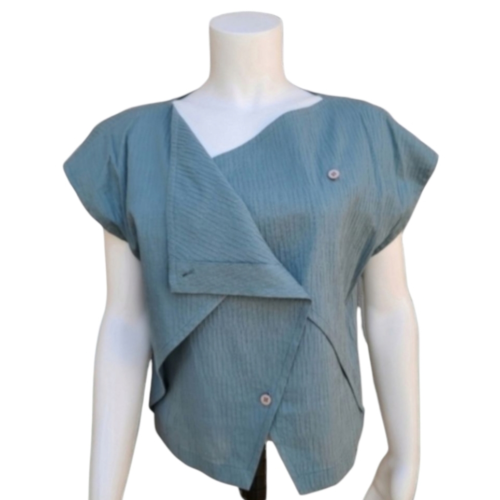 VINTAGE 80s SHAMASK Textured Crop Top S Minimalist Avant Garde Industrial Boxy - Picture 8 of 16